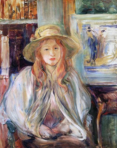 Julie Manet con un sombrero de paja, 1892 de Berthe Morisot